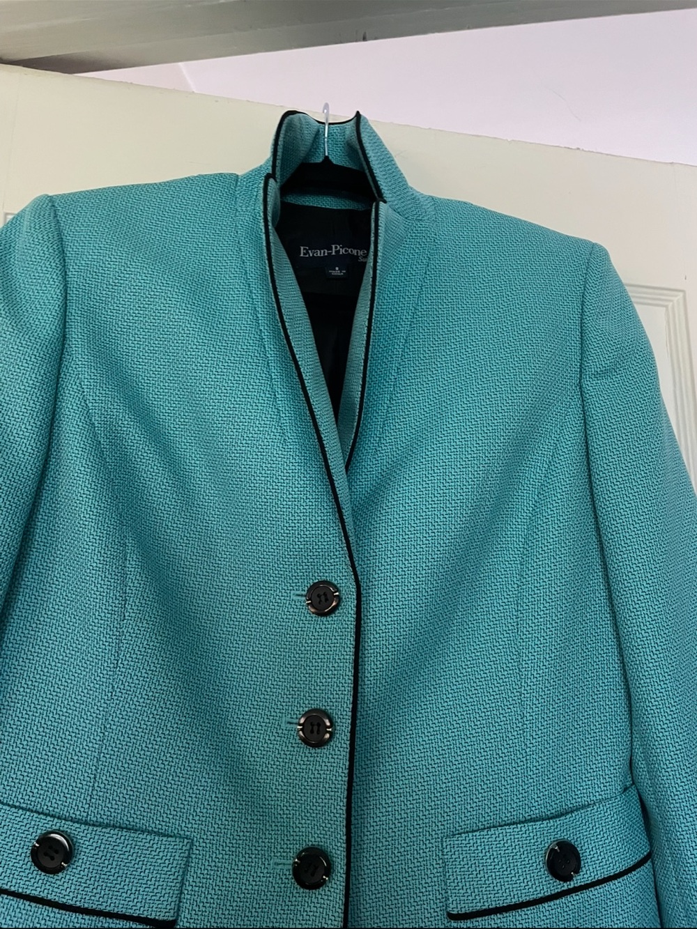 Vintage Evan-Picone Teal Notch Collar Blazer - Picture 8 of 14